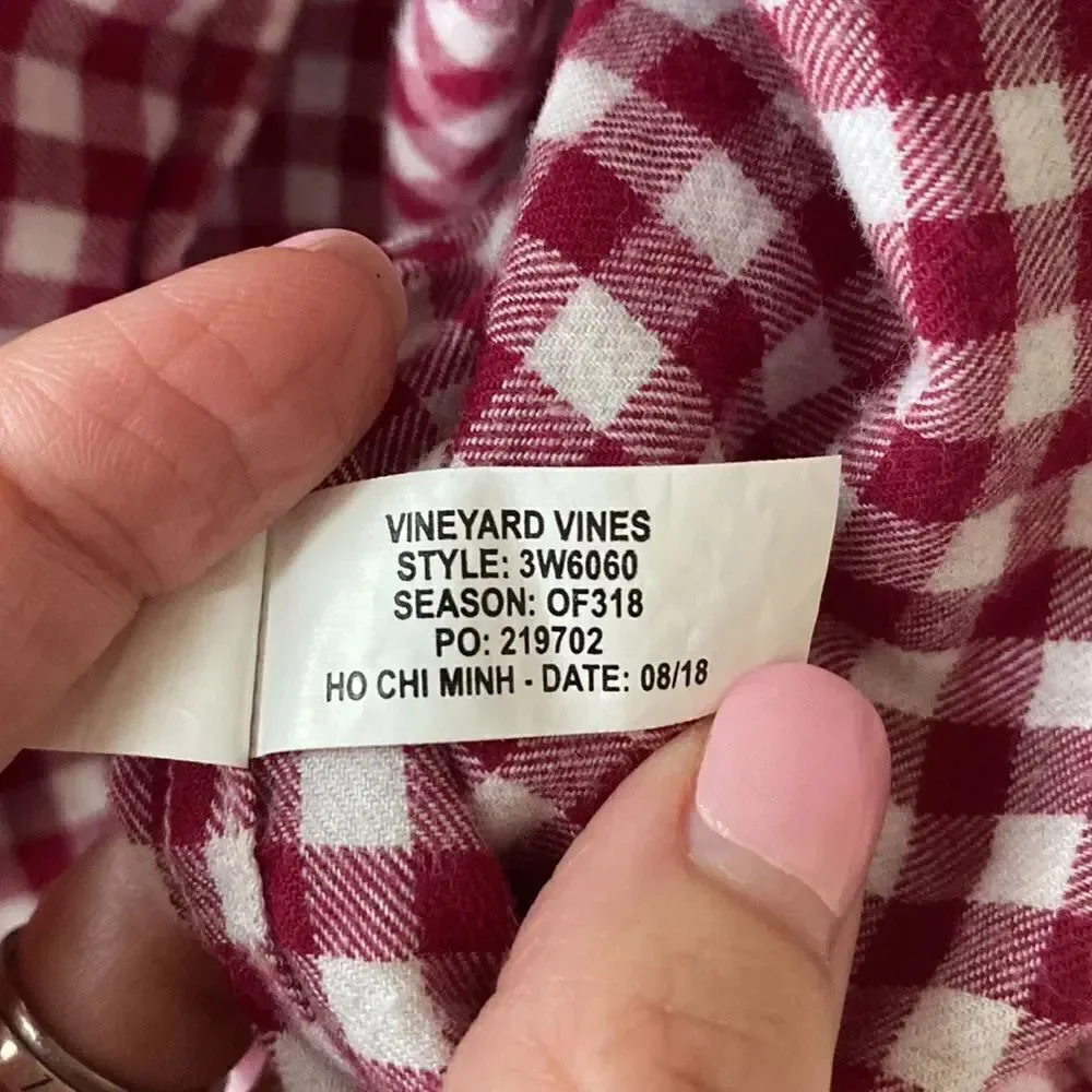 Vineyard Vines Gingham Check Button Down Long sleeve‎ Size Extra Large (18)
